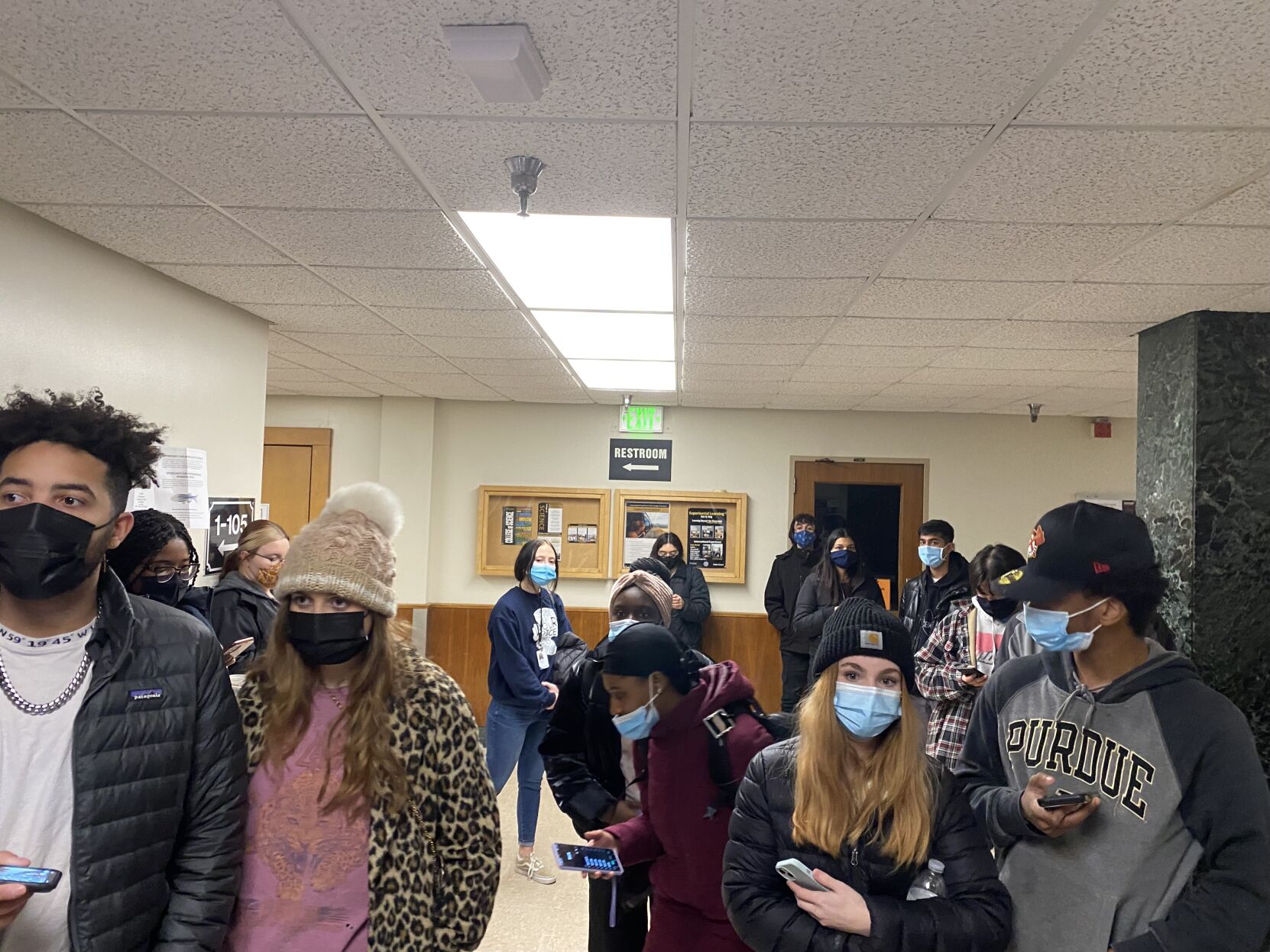 2/10/22 Black Student Union Town Hall, Crowded Hallway